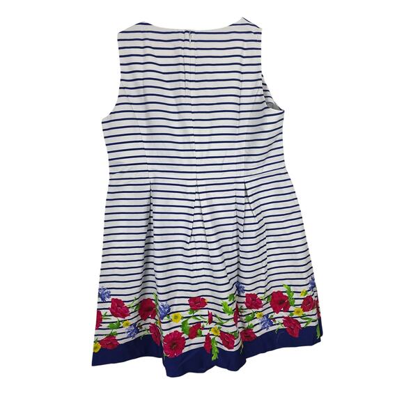 Chaps Cottage Core Midi Dress 20 Womens Plus Size White Blue Striped Floral NWT - Picture 5 of 5